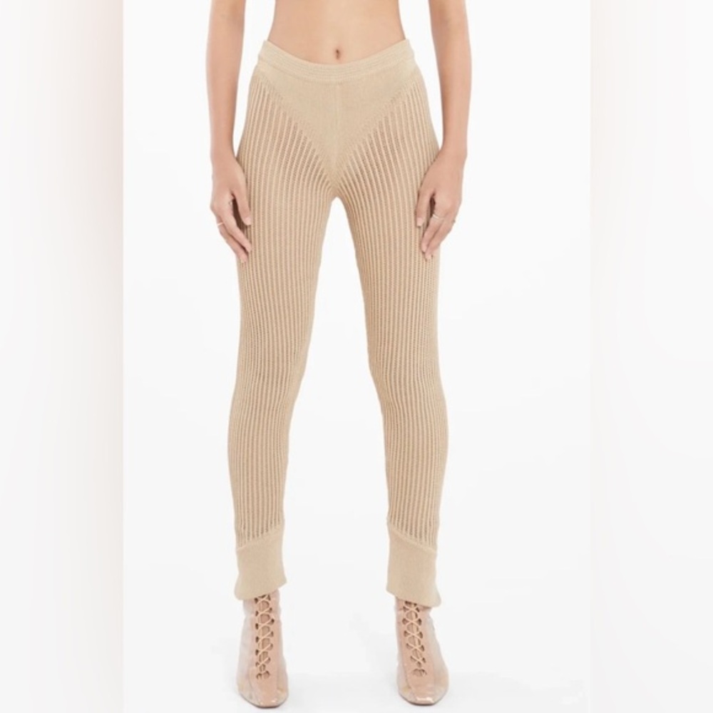 Ruve Loom Pants Beige Crochet Knit pants Women's Small pants Resortwear